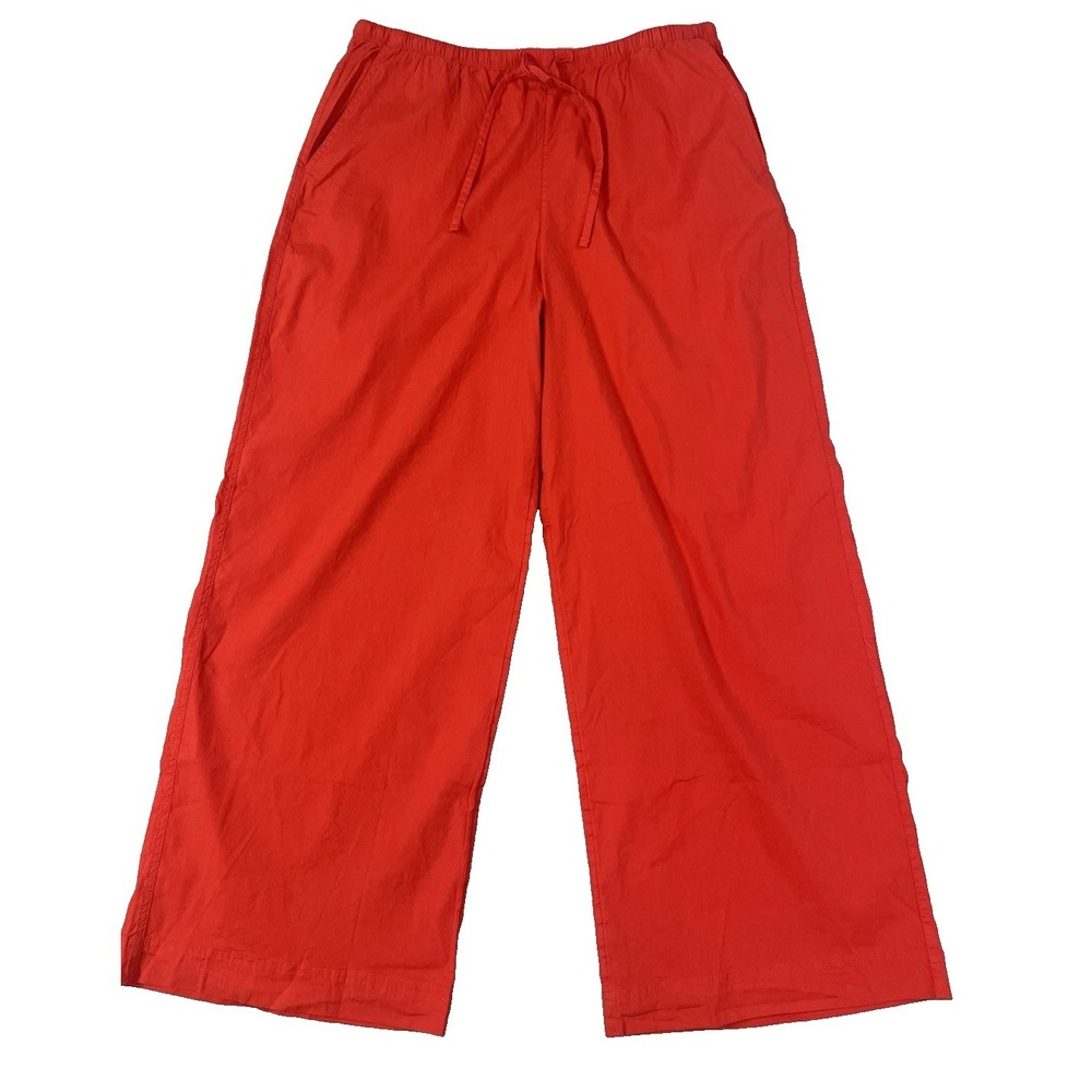 Athleta Cardinal Red Paradise Mid Rise Wide Leg Linen Blend Pant Sz Lg